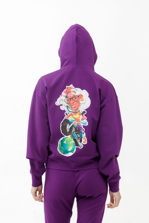 HOODIE VIOLET WITH PRINT