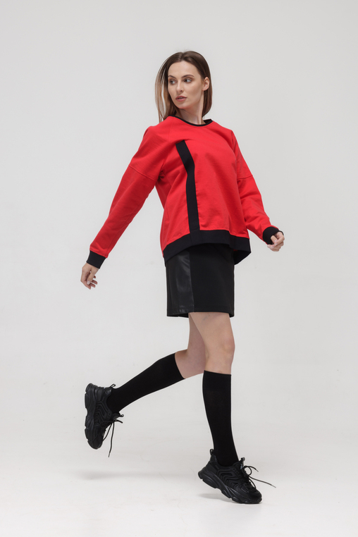 SWEATER RED WITH BLACK STRIPE